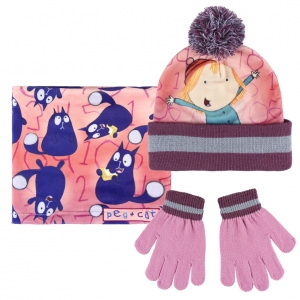 Cerda Childrens Peg & Cat Autumn/Winter Hat Gloves & Snood RRP 7.99 CLEARANCE XL 5.99